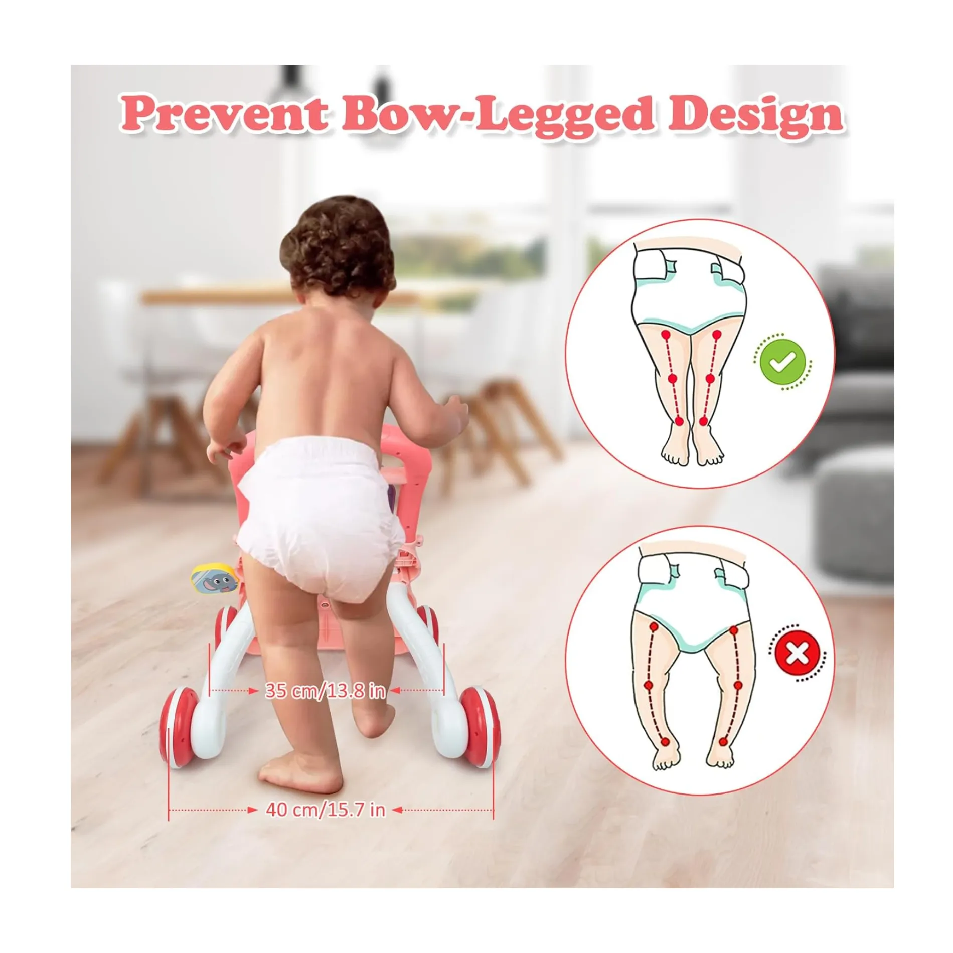 Andador caminador bebe juguete interactivo luz sonido rosado 4 Andador caminador bebe juguete interactivo luz sonido rosado - Imagen 4