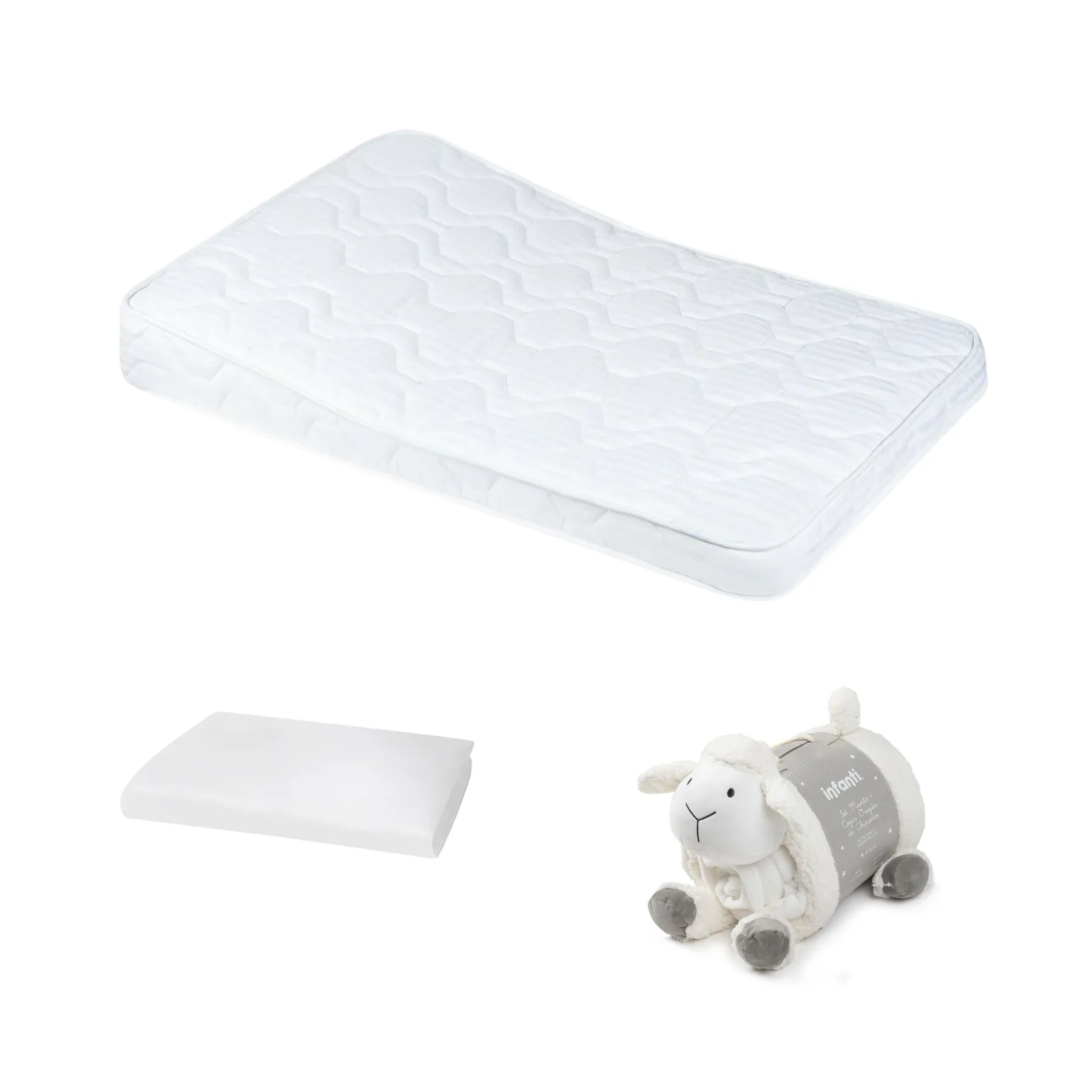 Colchón Snooze Anti-reflujo 107x67cm, Manta Oveja y Protector 1 Colchón Snooze Anti-reflujo 107x67cm, Manta Oveja y Protector