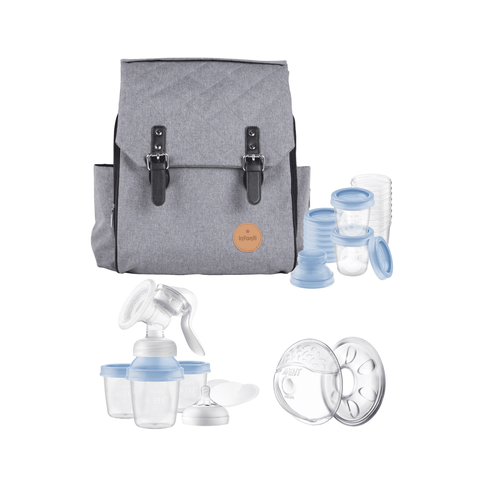 Pack Mochila maternal Aspen+ 10 vasos + Extractor de leche + Amapolas 1 Pack Mochila maternal Aspen+ 10 vasos + Extractor de leche + Amapolas