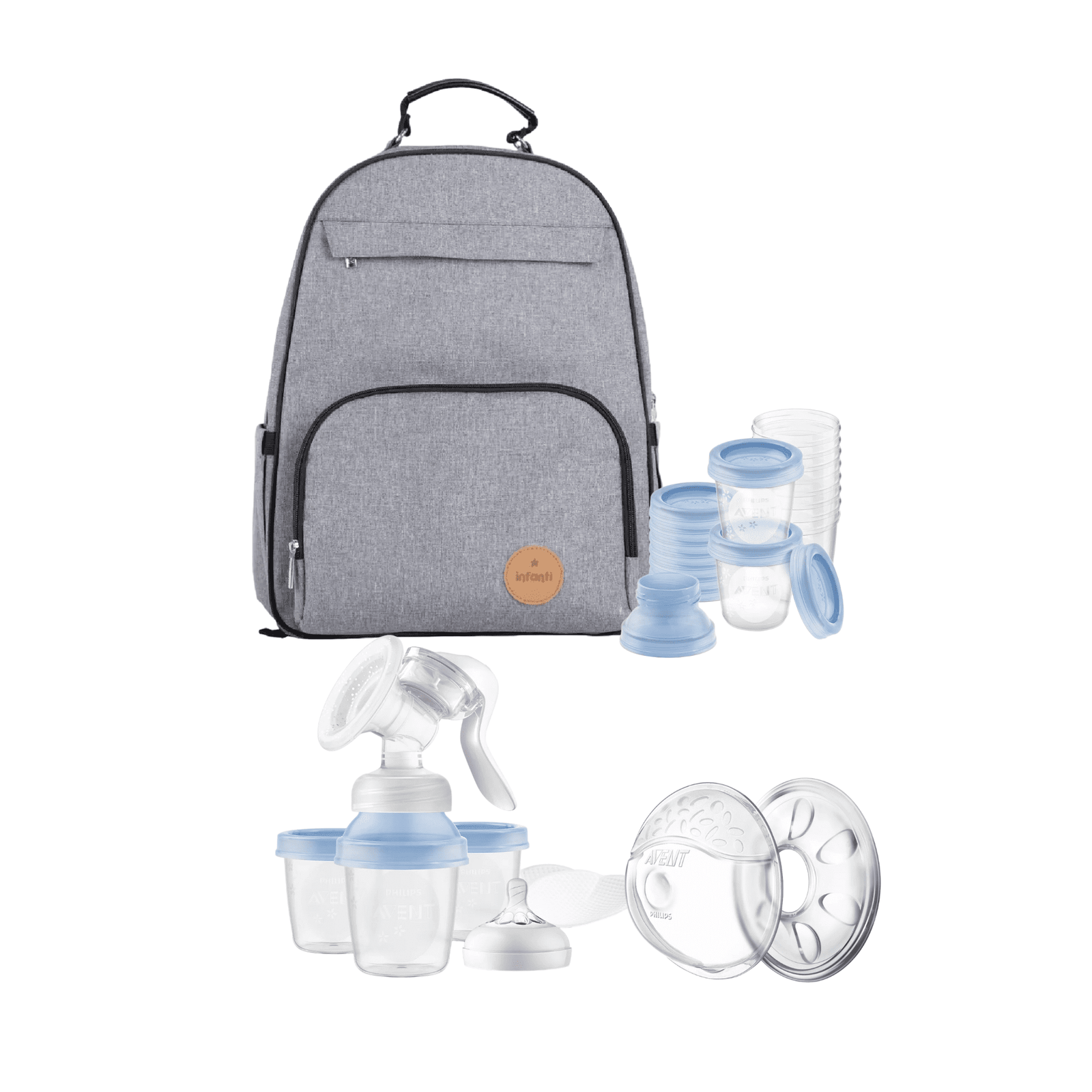 Pack Mochila maternal Oak + 10 vasos + Extractor de leche + Amapolas 1 Pack Mochila maternal Oak + 10 vasos + Extractor de leche + Amapolas
