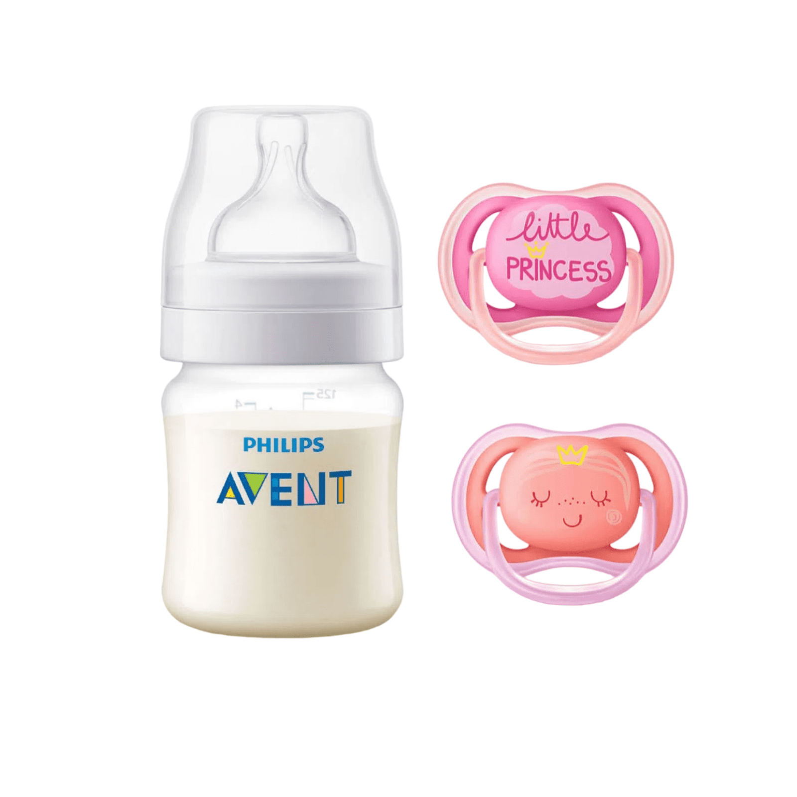 Pack Mamadera Anticolic 125 ml + 2 Chupetes 6-18m Pink Decorado 1 Pack Mamadera Anticolic 125 ml + 2 Chupetes 6-18m Pink Decorado