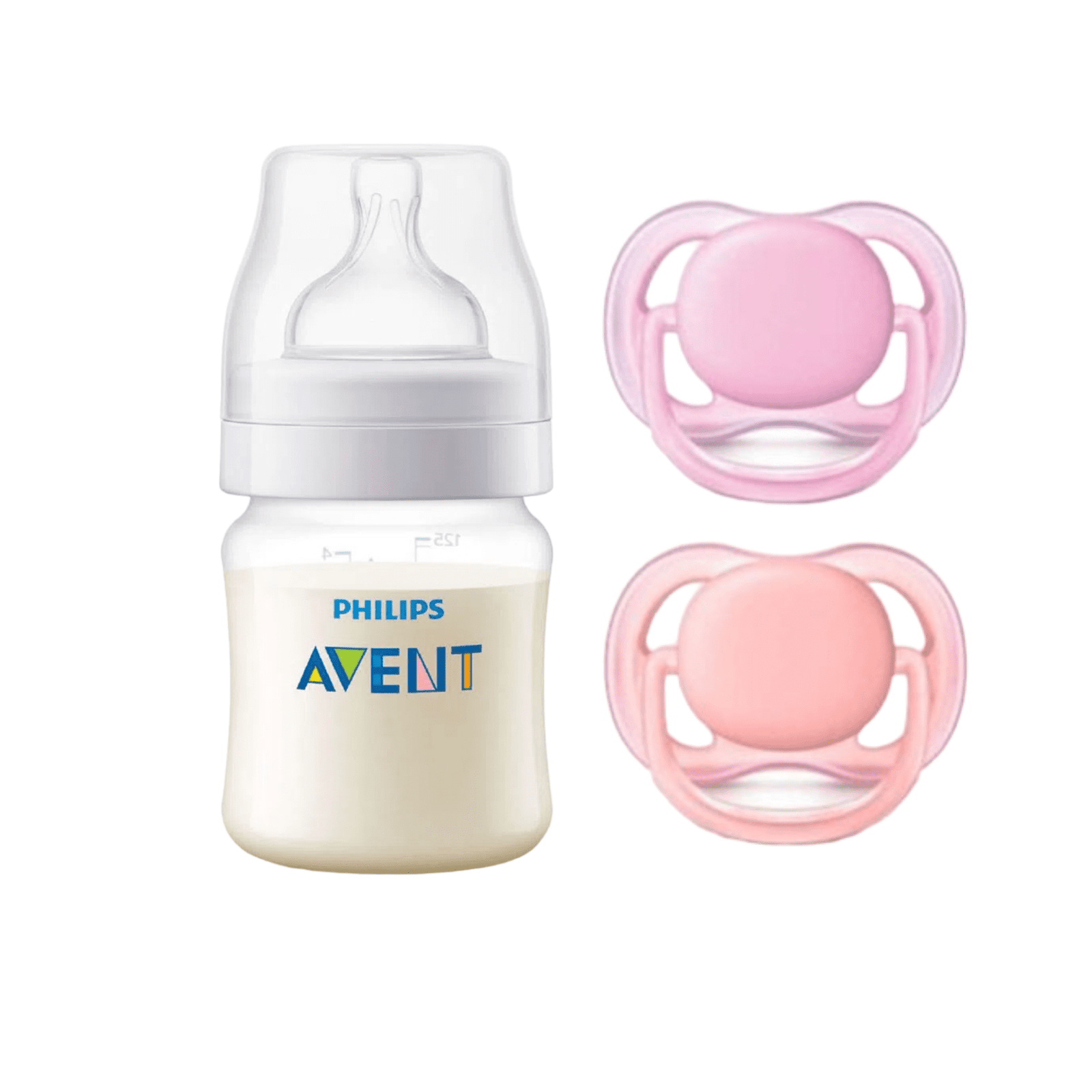 Pack Mamadera Anticolic 125 ml + 2 Chupetes 0-6m Pink 1 Pack Mamadera Anticolic 125 ml + 2 Chupetes 0-6m Pink