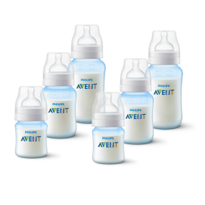 Pack 6 mamaderas Anticolic 125ml,260ml,330ml Avent Azul