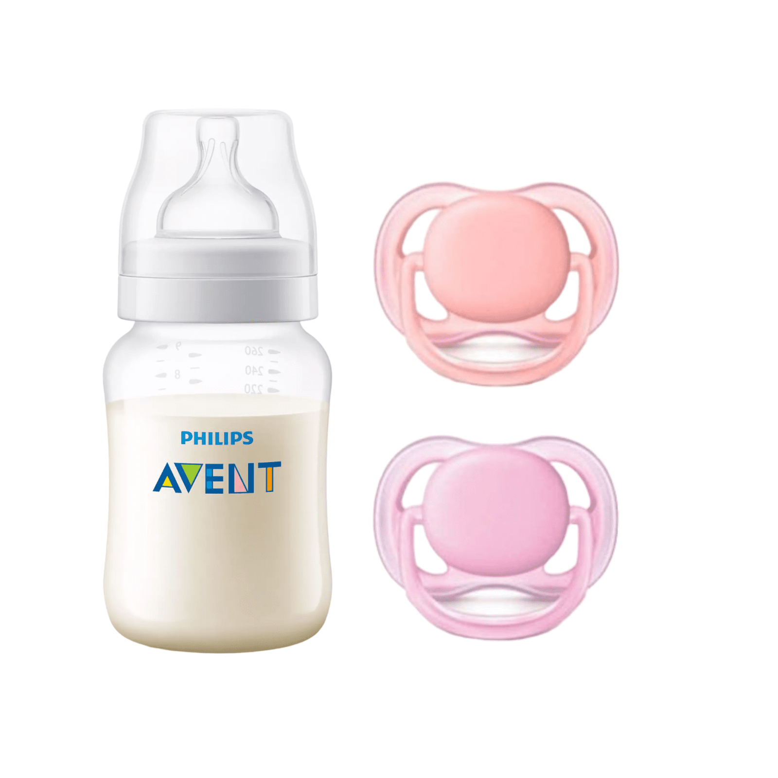 Pack Mamadera Anticolic 260 ml + 2 Chupetes 6-18m Pink 1 Pack Mamadera Anticolic 260 ml + 2 Chupetes 6-18m Pink