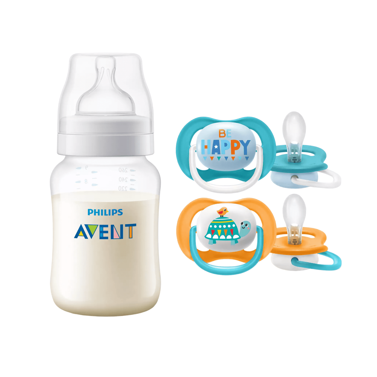 Pack Mamadera Anticolic 260 ml + 2 Chupetes 6-18m Tortuga 1 Pack Mamadera Anticolic 260 ml + 2 Chupetes 6-18m Tortuga
