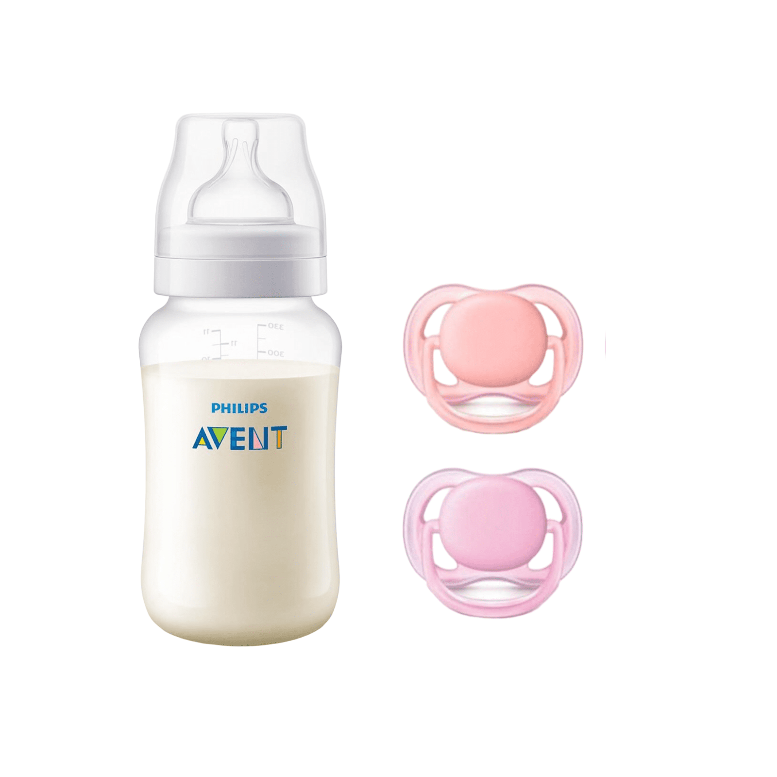 Mamadera Anticolic 330 ml + 2 Chupetes 6-18m Pink 1 Mamadera Anticolic 330 ml + 2 Chupetes 6-18m Pink