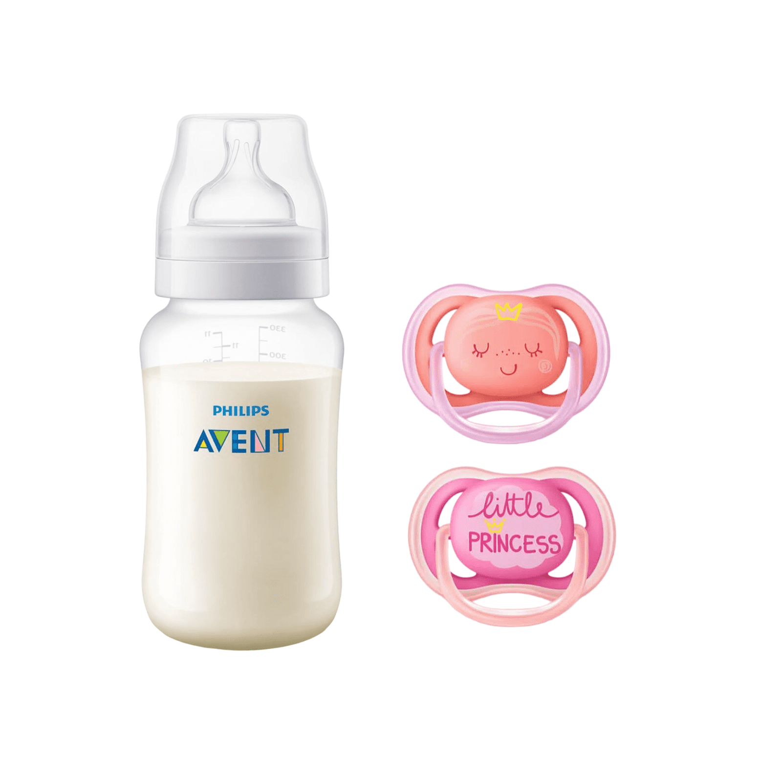 Mamadera Anticolic 330 ml + 2 Chupetes 6-18m Pink Decorado 1 Mamadera Anticolic 330 ml + 2 Chupetes 6-18m Pink Decorado