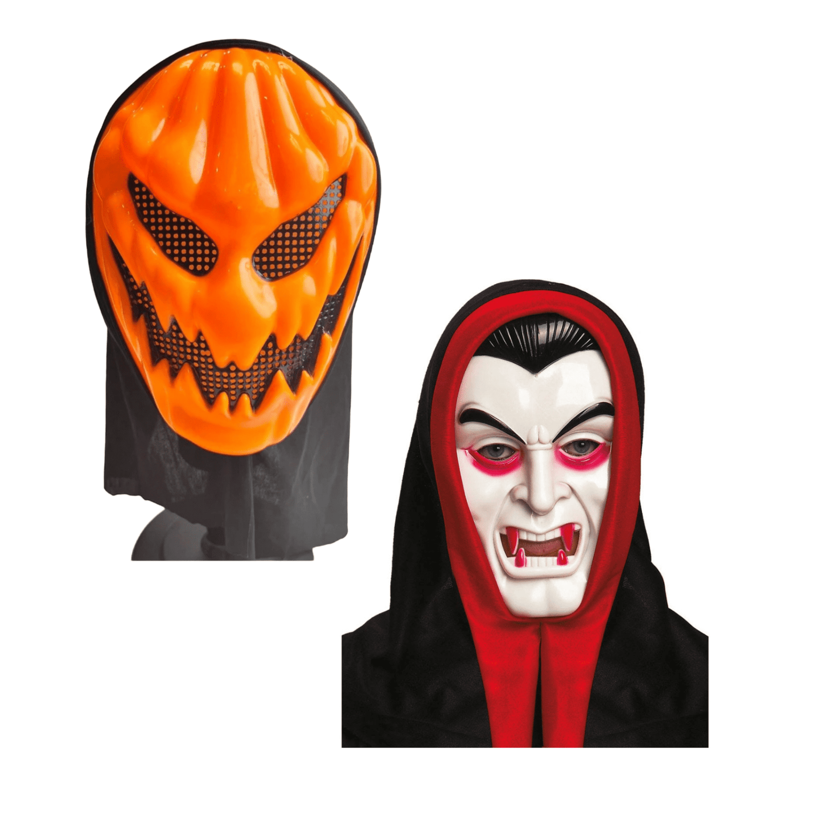 Pack 2 Mascaras Dracula y Calabaza Halloween libre de BPA 1 Pack 2 Mascaras Dracula y Calabaza Halloween libre de BPA