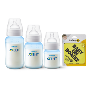 Set 3 Mamaderas Anticolic Blue+ Letrero Amarillo