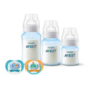 Set 3 Mamaderas Blue + Set de 2 chupetes 6-18 meses Tortuga
