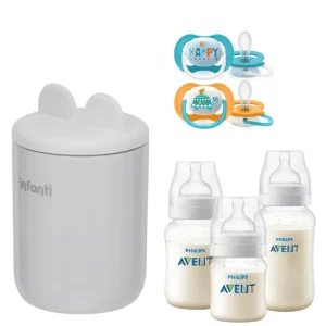 Kit Esencial para Bebé Calentador Milan, 3 Mamaderas y 2 Chupetes Pinguino Avent