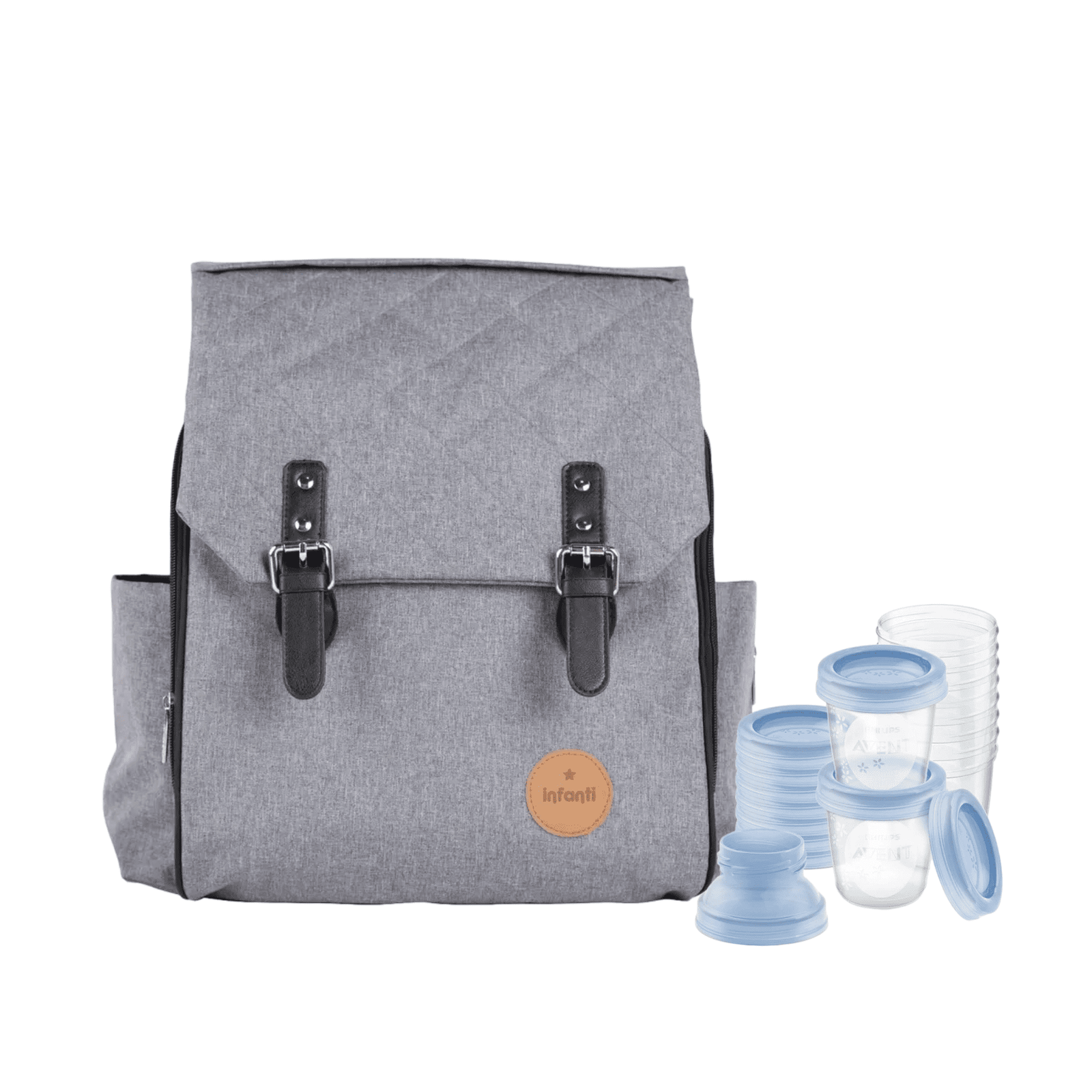 Pack Mochila maternal Aspen + Set de 10 vasos de almacenamiento 1 Pack Mochila maternal Aspen + Set de 10 vasos de almacenamiento