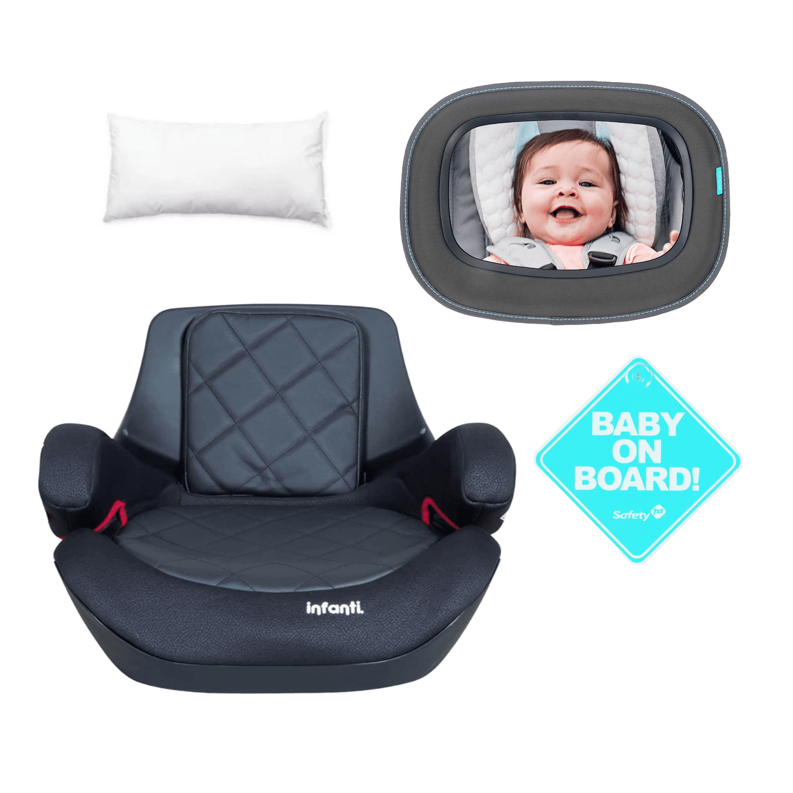 Alzador Go Isofix Black Stone letrero espejo almohadilla cervical 1 Alzador Go Isofix Black Stone letrero espejo almohadilla cervical