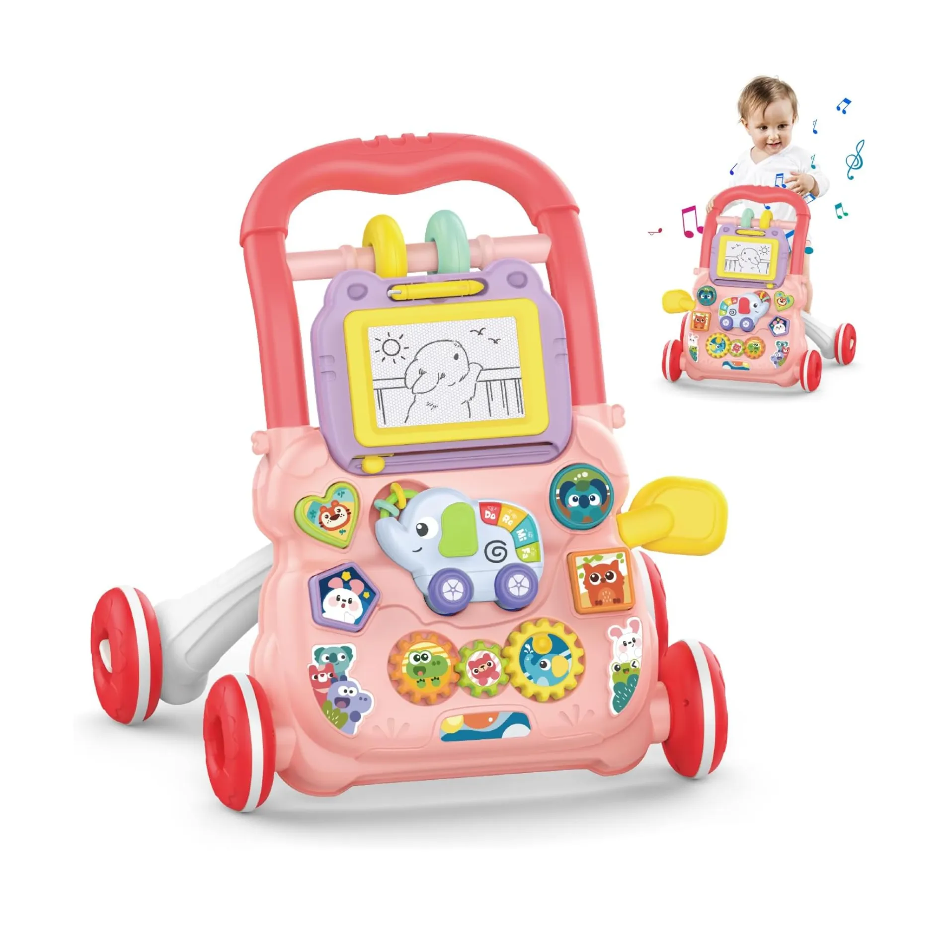 Andador caminador bebe juguete interactivo luz sonido rosado 7 Andador caminador bebe juguete interactivo luz sonido rosado - Imagen 7