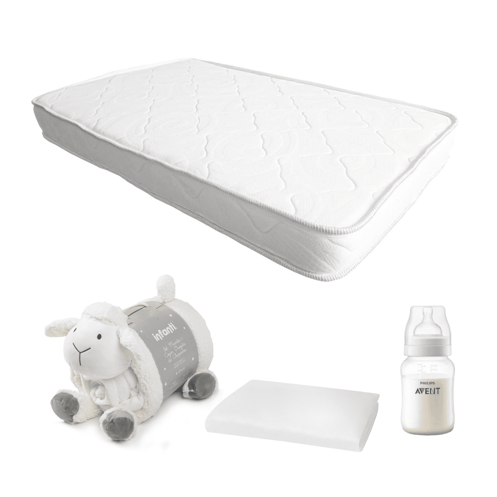 Colchón de cuna Espuma 107x67cm Protector, manta oveja y regalo 1 Colchón de cuna Espuma 107x67cm Protector, manta oveja y regalo