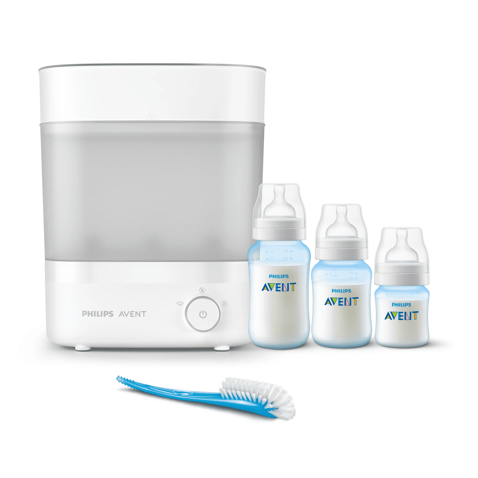 Pack Esterilizador Avent Eléctrico + 3 Mamaderas Blue + Cepillo 1 Pack Esterilizador Avent Eléctrico + 3 Mamaderas Blue + Cepillo