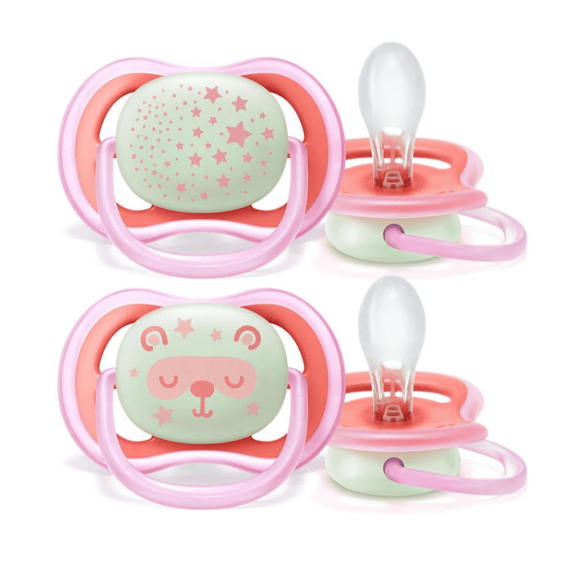 2 Chupetes Nocturnos 6-18 meses Pink 1 2 Chupetes Nocturnos 6-18 meses Pink