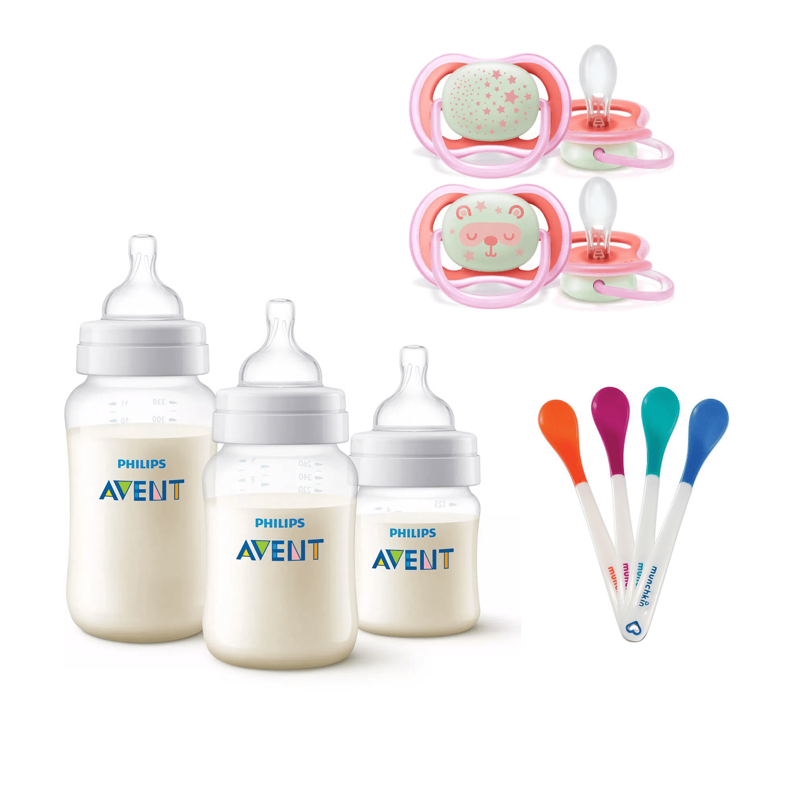 Set Avent 9pzs mamaderas-cucharas-chupetes Nocturno 1 Set Avent 9pzs mamaderas-cucharas-chupetes Nocturno