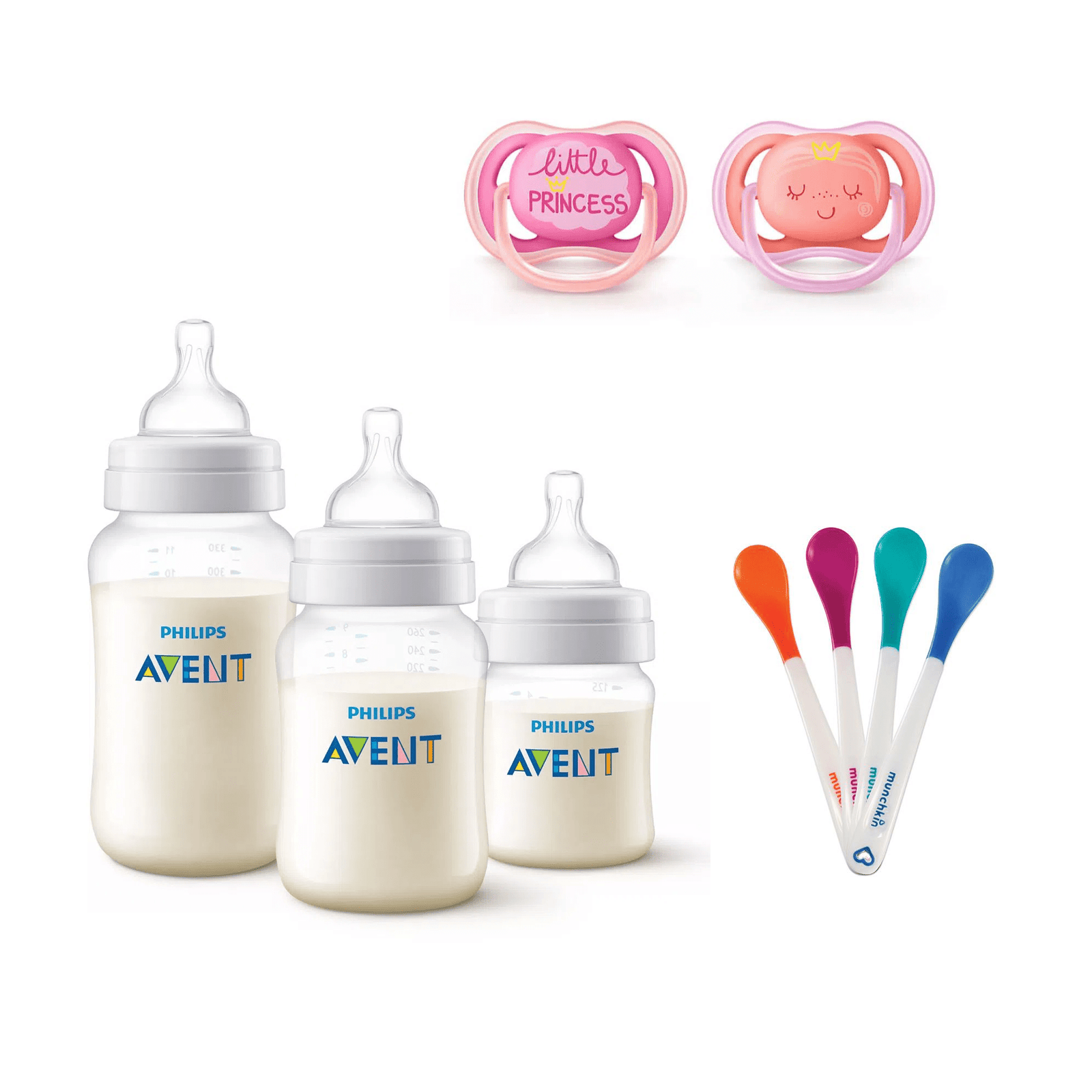 Set Avent 9pzs mamaderas-cucharas-chupetes Pink 1 Set Avent 9pzs mamaderas-cucharas-chupetes Pink