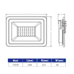 Proyector Led Slim STANFORD 3000K 150W (FL)