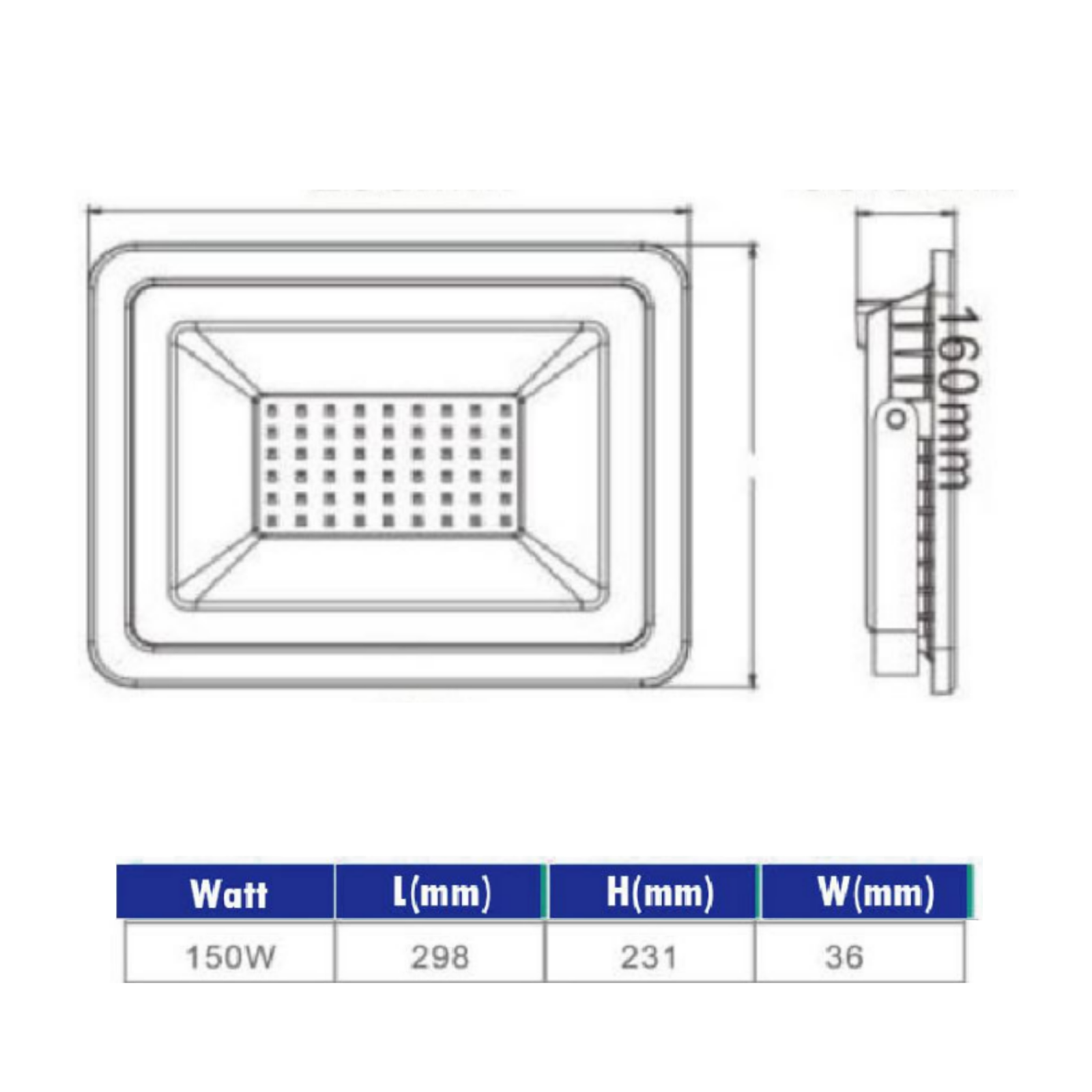 Proyector Led Slim STANFORD 3000K 150W (FL) 1 Proyector Led Slim STANFORD 3000K 150W (FL)