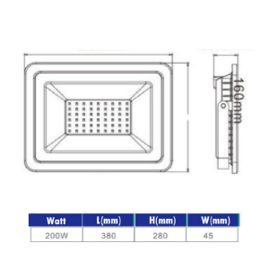Proyector Led Slim STANFORD 3000K 200W (FL)
